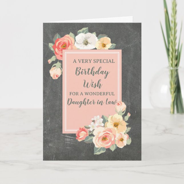 Peach Flowers Daughter in Law Birthday Card (Front)