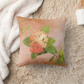 Peach Flowers Digital Art Throw Pillow (Blanket)