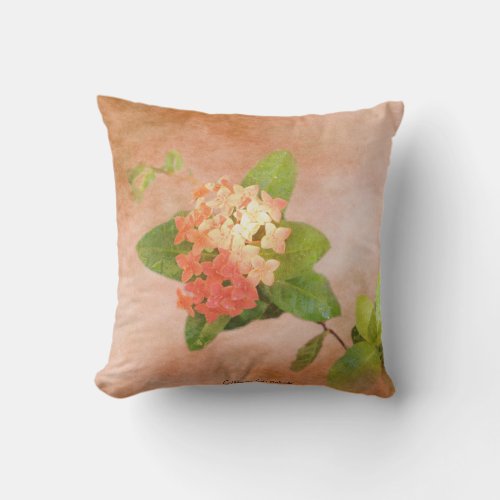 Peach Flowers Digital Art Throw Pillow