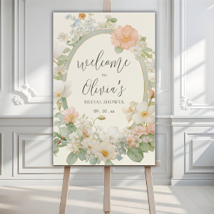 Peach Flowers Frame Elegant Bridal Shower Foam Board