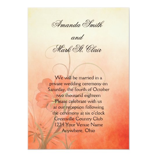 Peach Flowers Peach Texture Background Wedding Invitation ...