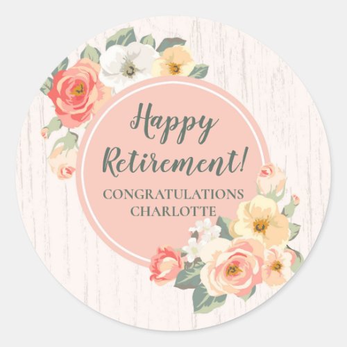 Peach Flowers Retirement Party Favor Tag