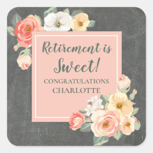 Peach Flowers Retirement Party Favor Tag