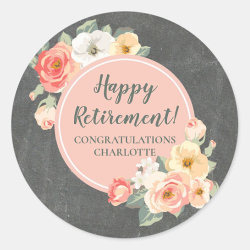 Peach Flowers Retirement Party Favor Tag