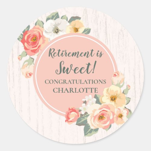 Peach Flowers Retirement Party Favor Tag