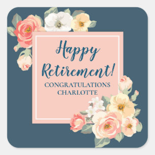 Peach Flowers Retirement Party Favor Tag