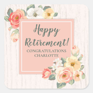 Peach Flowers Retirement Party Favor Tag