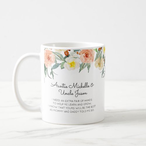 Peach Flowers Will You Be My Godparents Proposal Coffee Mug