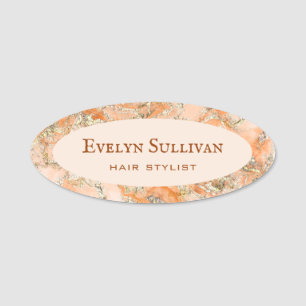 Peach Fluid Marble Name Tag