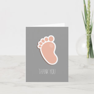 Peach Footprint Thank You Baby Shower