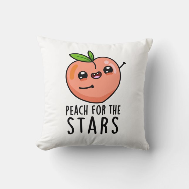 Peach For The Stars Funny Fruit Pun  Throw Pillow (Front)