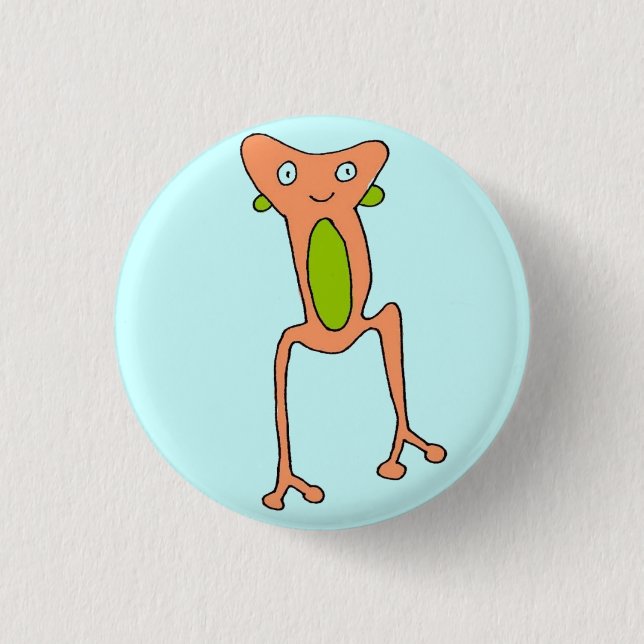 Peach Frog Pinback Button (Front)