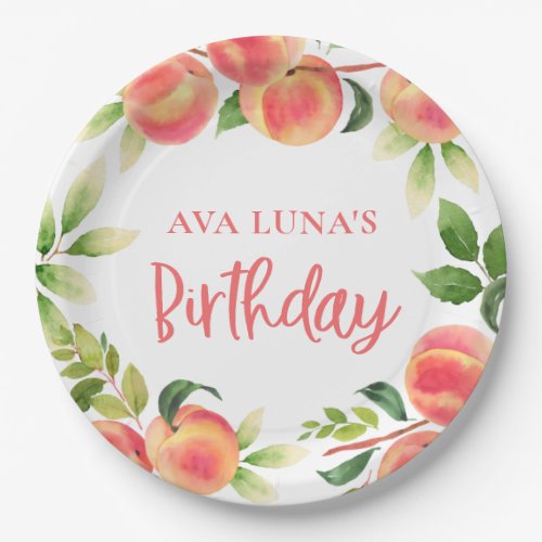 Peach Fruit Birthday Paper Plates