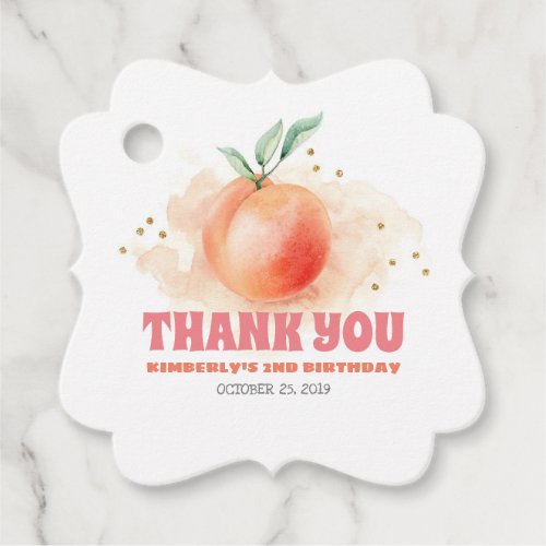 Peach Fruit Birthday Party Thank You Favor Tags