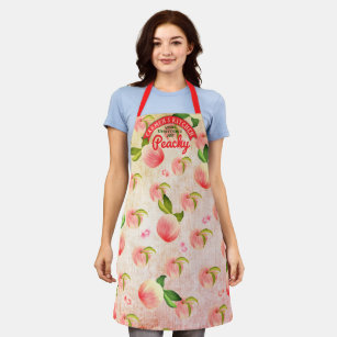 Peach fruit blossoms personalized cooking kitchen apron