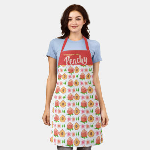 Peach fruit blossoms personalized cooking kitchen apron