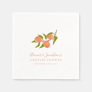 Peach Fruit Boho Summer Couples Bridal Shower Napkins