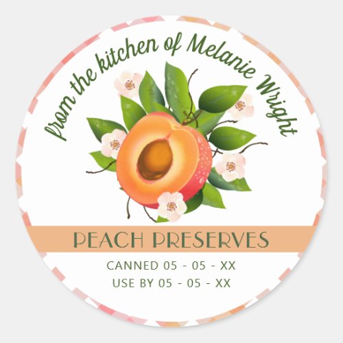 Peach Fruit Canning Classic Round Sticker