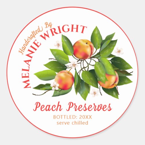 Peach Fruit Canning Classic Round Sticker