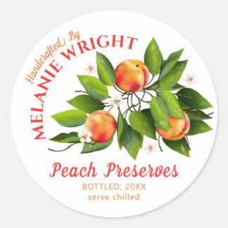 Peach Fruit Canning Classic Round Sticker
