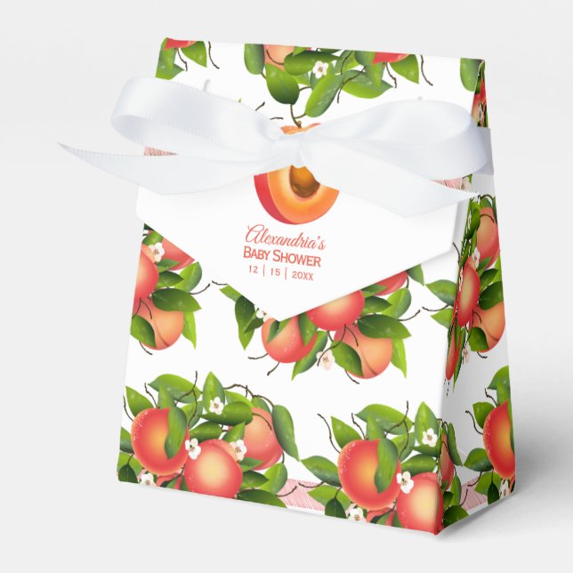 Peach Fruit Floral | Baby Shower Favor Boxes (Front Side)