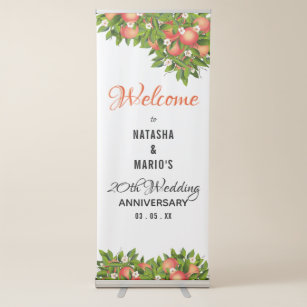 Peach Fruit Floral Botanical Wedding Retractable Banner