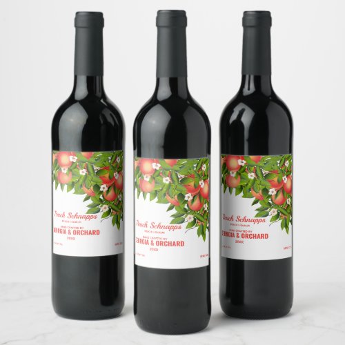 Peach Fruit Floral Wine Label