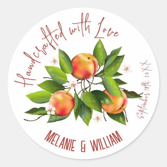 Peach Fruit Jam Classic Round Sticker (Front)