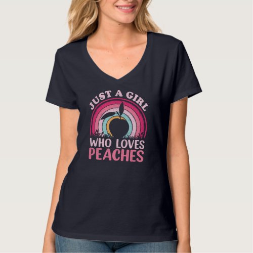 Peach Fruit Lover Vintage Just A Girl Who Loves Pe T_Shirt