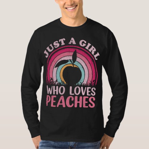 Peach Fruit Lover Vintage Just A Girl Who Loves Pe T_Shirt