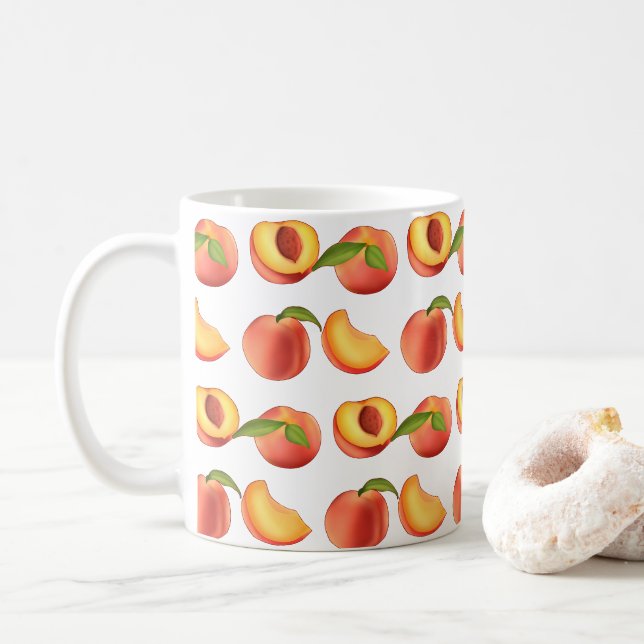 Peach Fruit Pattern Coffee Mug (With Donut)