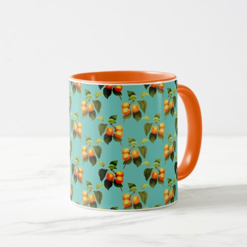 Peach fruit pattern mug