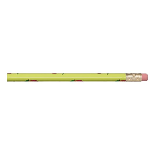 Peach fruit pattern on yellow pencil (Back)