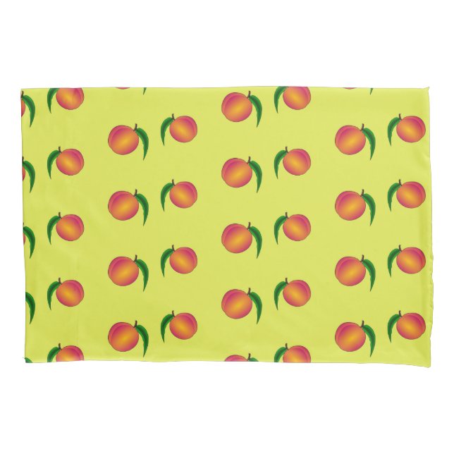 Peach fruit pattern on yellow pillow case (Front)