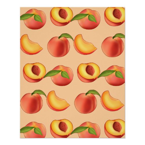 Peach Fruit Pattern Poster
