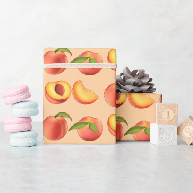 Peach Fruit Pattern Wrapping Paper (Baby Shower)