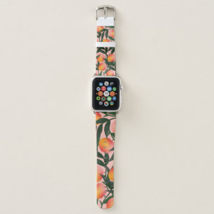 Peach Fruit Pink Background Pattern. Apple Watch Band