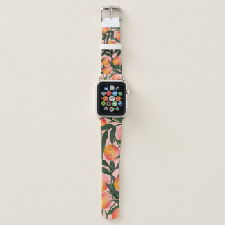 Peach Fruit Pink Background Pattern. Apple Watch Band