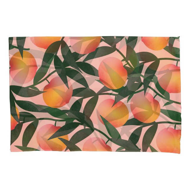 Peach Fruit Pink Background Pattern. Pillow Case (Front)