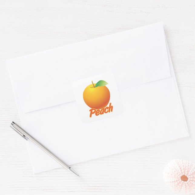 Peach Fruit Retro Orange Square Sticker (Creator Uploaded)