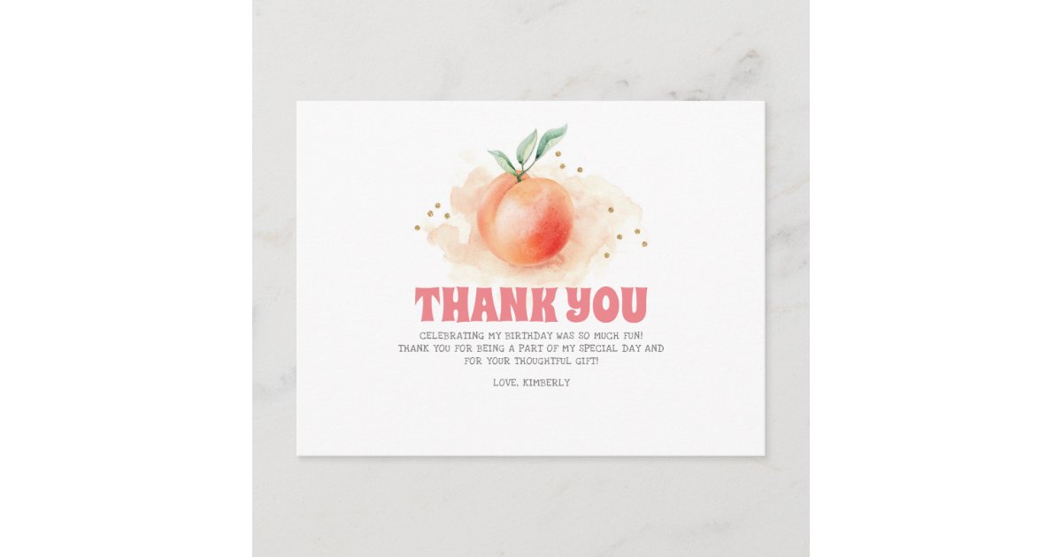 Peach Fruit Sweet Thank You Postcard | Zazzle