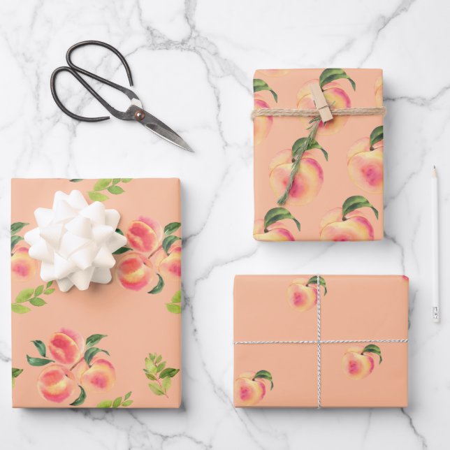 Peach Fruit  Wrapping Paper Sheets (Front)