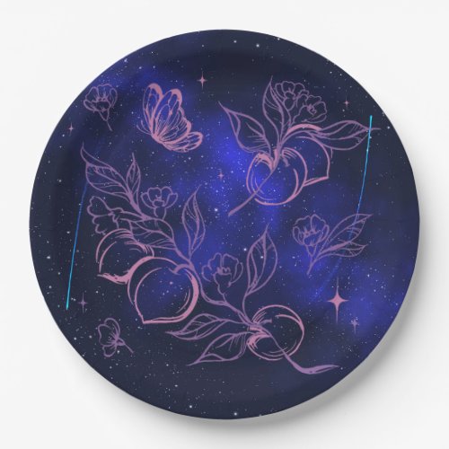 Peach fruits design paper plates