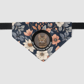 Peach Fuchsia Botanical Floral Cat Style Pet Bandana Collar