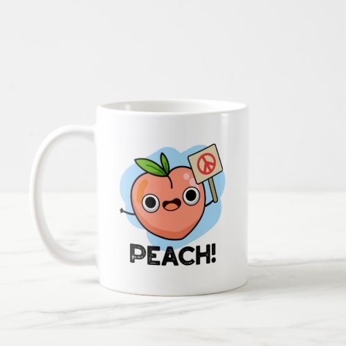 Peach Funny Peace Sign Fruit Pun Coffee Mug