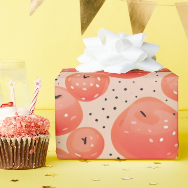 Peach Fuzz Abstract Botanical Fruity Pattern 10 Wrapping Paper (Birthday Party)