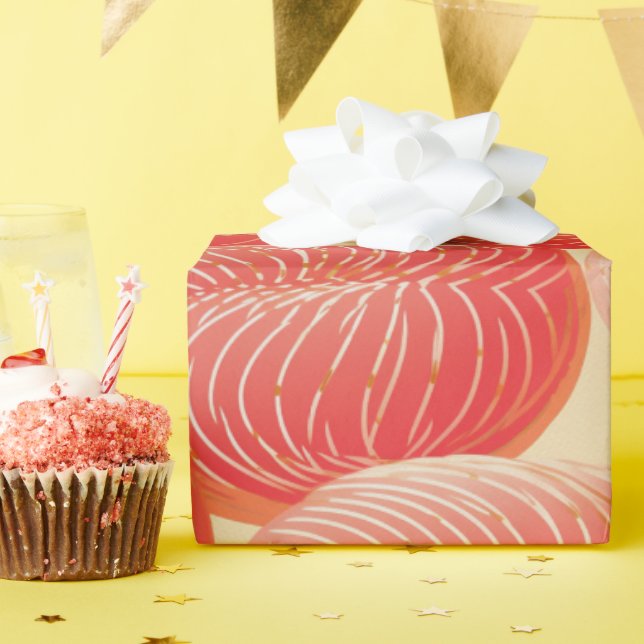 Peach Fuzz Abstract Botanical Fruity Pattern 4 Wrapping Paper (Birthday Party)