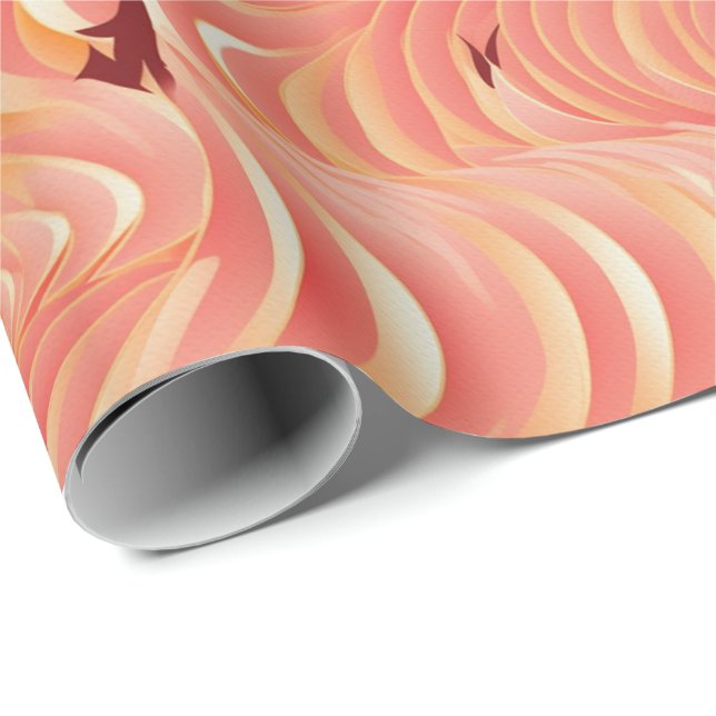 Peach Fuzz Abstract Botanical Fruity Pattern 6 Wrapping Paper (Roll Corner)