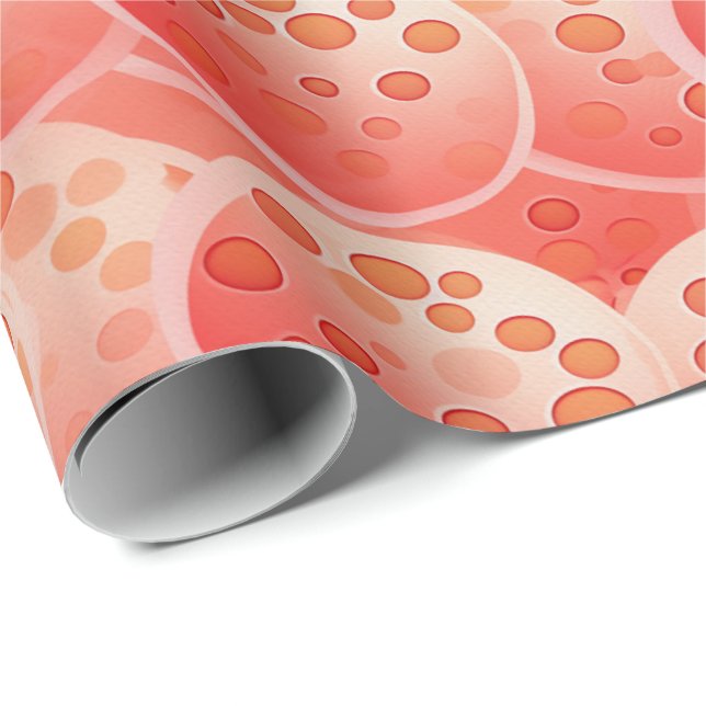 Peach Fuzz Abstract Botanical Fruity Pattern 8 Wrapping Paper (Roll Corner)