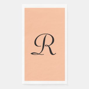 Peach Fuzz and Black Monogrammed Paper Guest Towel